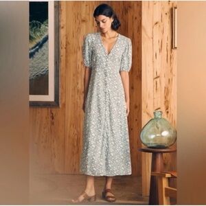 Faherty Havana Midi Dress Smoke Echo Floral Small Vintage Inspired Cottagecore